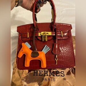 Fashion Chic Red Wine Crocodile Leather Birkin 20 Handbag